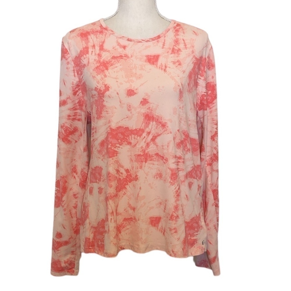HANG TEN Women's Size XL Pink Tye Dye Long Sleeve Stretchy Sun Tee